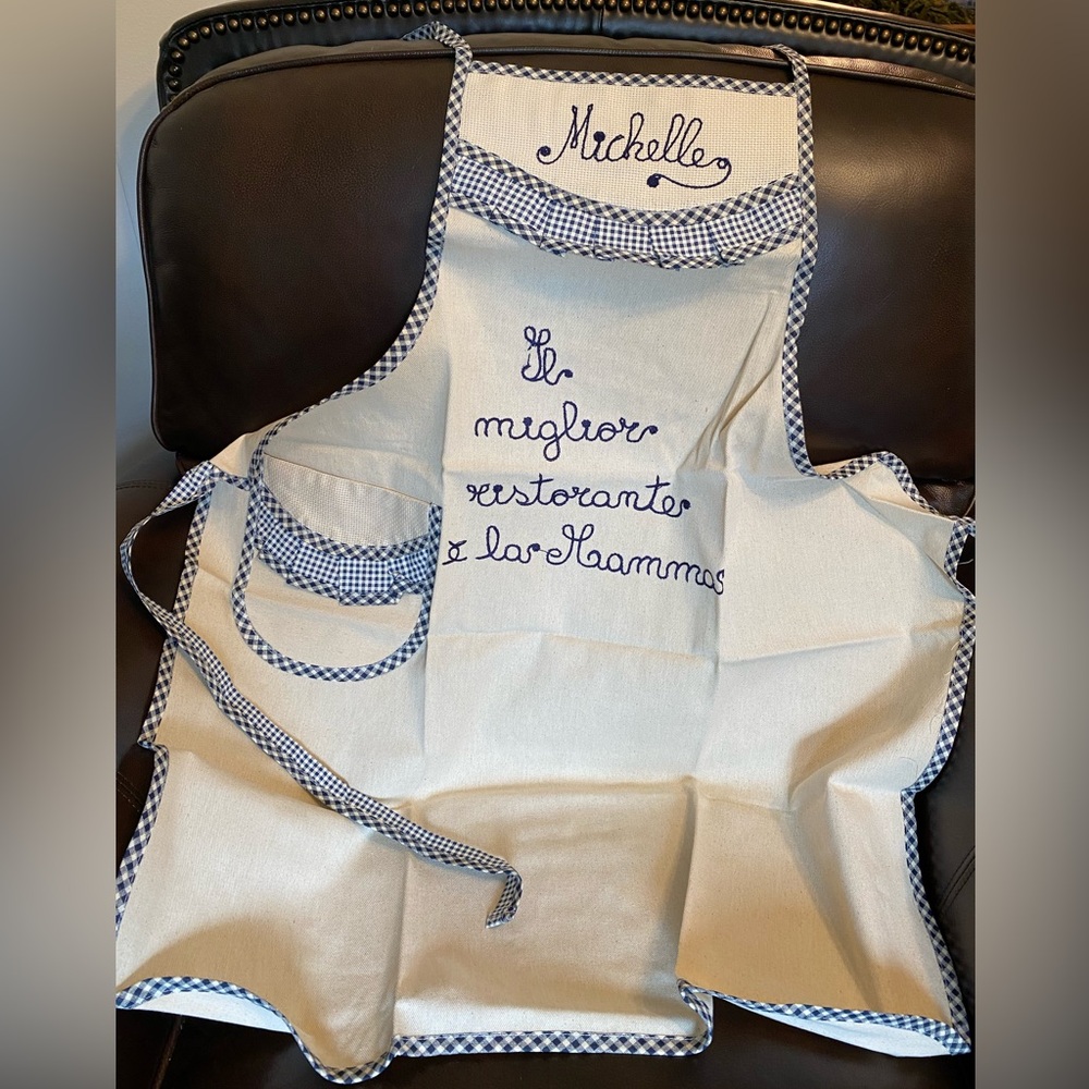 Embroidered & Made in Italy apron for a mom named Michelle (never used)